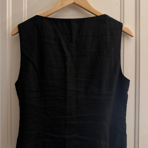 Dôen Linen Button Front Sleeveless Top Black Size 8 - Picture 2 of 2